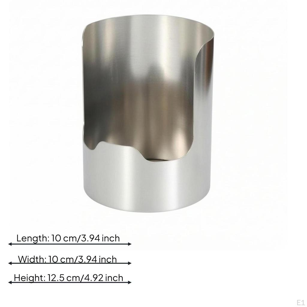 Cylindrical Kitchen Container Brushed Metal Stainless Steel Utensil Holder Rounded Base