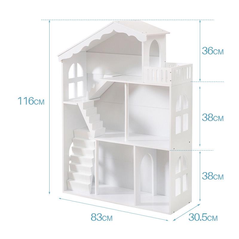 Nordic Wooden Dollhouse for Boys & Girls: Princess Villa Playset