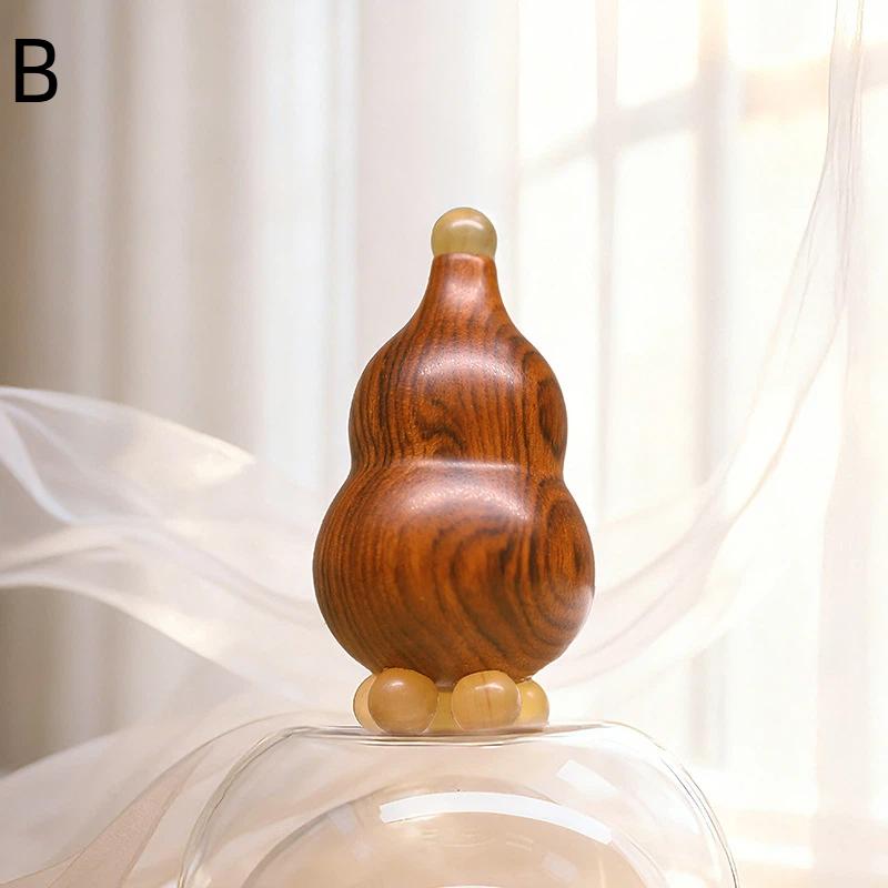 Gourd Shape Sandalwood Lotus Seedpod Massager Five Beads Design Reduce Puffiness Eye Massage Stick B