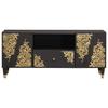 TV Cabinet with Shelf Black 105 x 33 x 46 cm Solid Mango Wood