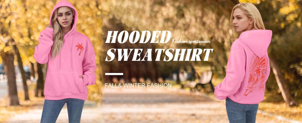 Women's Fashion Women's Lightweight Long Sleeve Pullover With Pockets Preppy Graphic Hoodie