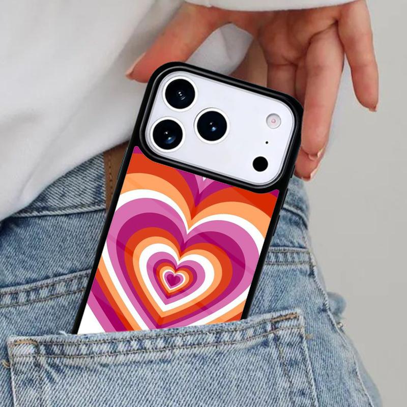 Latte Love Groovy Coffee Heart Pink Phone Case for iPhone 17ProMax 12 13 14 15 16e 17 Pro Max Plus Air Cover