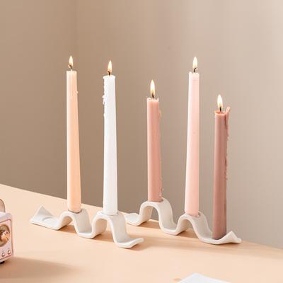 Nordic Simple Ceramic Candle Holder Wave Shape Candlestick Tabletop Decorations Crafts Romantic Candlelight Dinner Decor