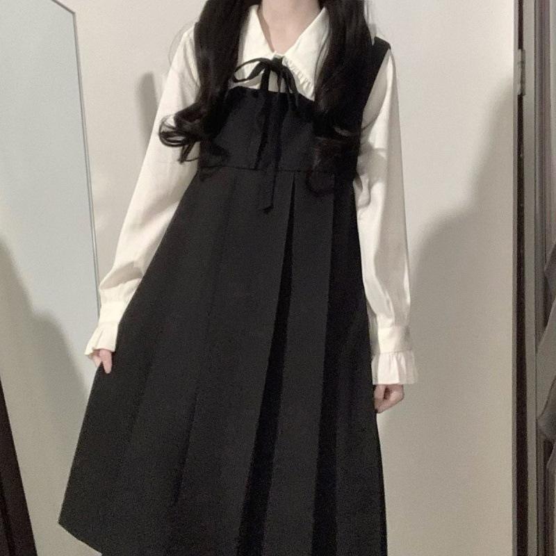 Japanese-Korean Style Loose Suspender Dress for Female Students