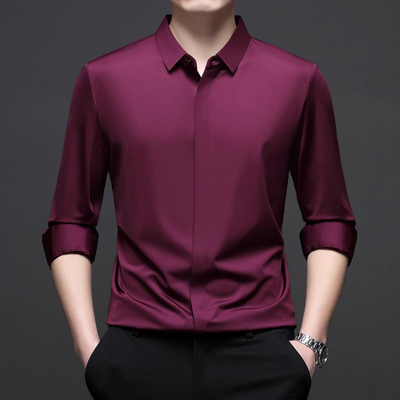 Middle-Aged & Young Men's Shirt Autumn Long Sleeve Lapel Collar Fashion Casual