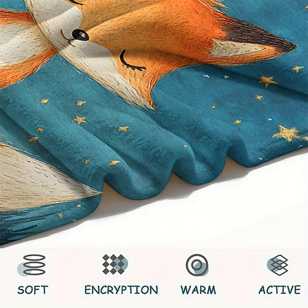 Fox Print Flannel Blanket, High quality Comfortable for All Seasons, Home Decor, Warmth and Comfort, Perfect for Christmas Gifts