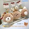 Plush Dog Brown Keychain Cute Animal Backpack Pendant Keyring Cartoon Gift Kids