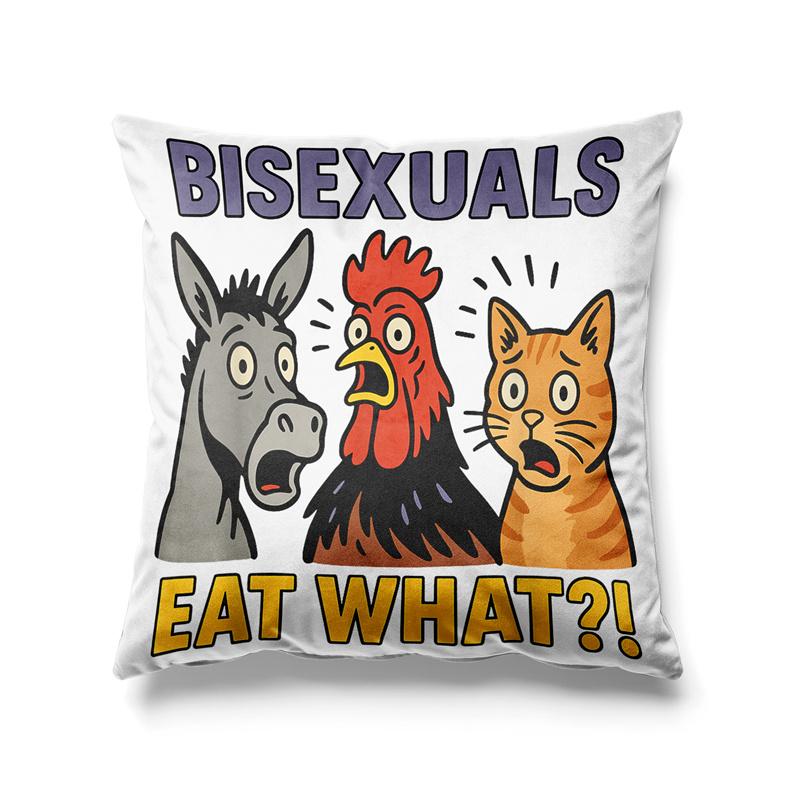 Aertemisi 18'' x 18'' Lesbians Eat What Funny Cat LGBTQ+ Square Throw Pillow Cushion Covers Cases Pillowcases 45cm x 45cm