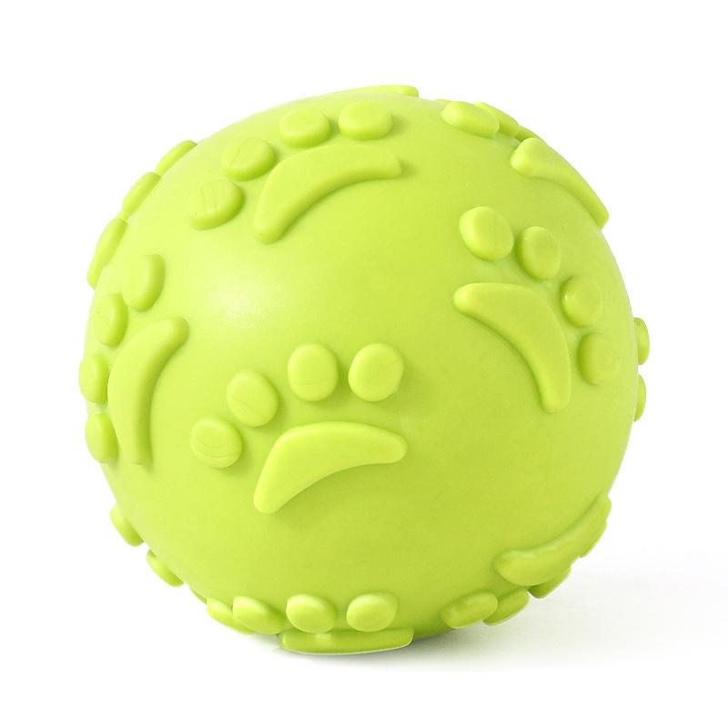 Pet Toy Footprint Ball 6cm, Dog's Durable Teething Sound Footprint Ball Toy