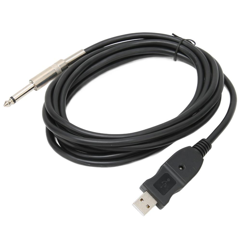 

USB Male to 6.35mm Mono Male Electric Guitar Cable Audio Cable Adapter External Microphone 1 x Guitar Cable