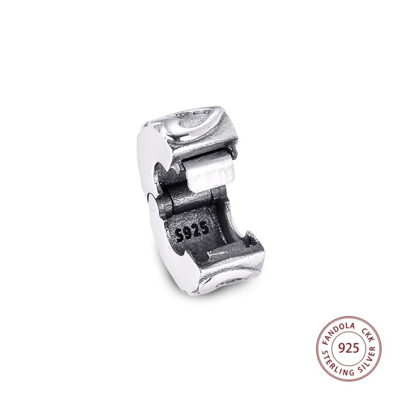 Abalorios de Clip de fila de corazones de Plata de Ley 925 auténtica, cuentas para la fabricación de joyas, se adapta a Pulseras originales, regalo DIY Argent