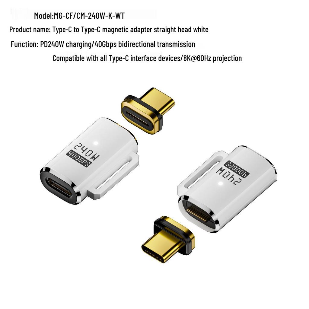 Magnetyczny Adapter USB4 Typu C, 140W, Wideo 8K@60Hz, Pełna Funkcjonalność 40Gbps, Szybkie Ładowanie PD, Kątowy Design.