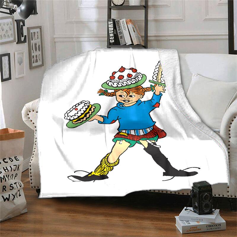 Coperta in Flanella di Pippi Calzelunghe Morbida Calda per Tutte le Stagioni, Design per Campeggio, Viaggio in Auto, Escursionismo Divano, Letto, Ufficio Regalo Perfetto per Feste