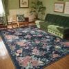 Vintage Rose Garden Area Rug – Romantic Shabby Chic Pink Botanical Carpet for Living Room Bedroom, Soft Floral Accent Mat
