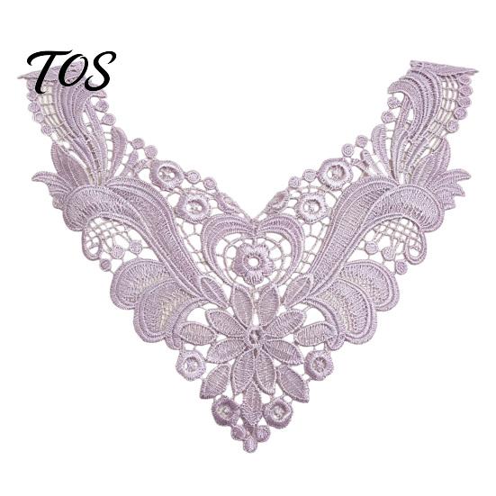 Fashion Neckline Enhancement Floral Lace Collar Insert, Embroidery V-neck Applique, Elegant Crafting Materials for Garments Hollow Petal Design,