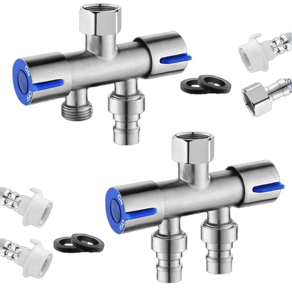 Modern Bathroom Setup Three-Way Faucet Angle Valve Dual Control Faucet For Washing Machine Watering 120MM G1 2