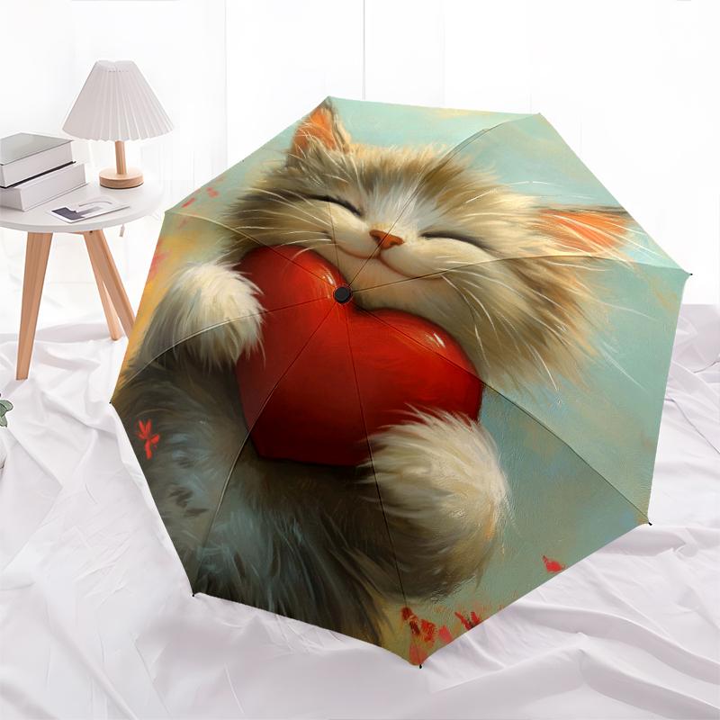 1 PC Automatic Folding Umbrella - Cute and beautiful cats Pattern, Portable & Foldable Design with 8 Ribs, Christmas Birthday Gifts