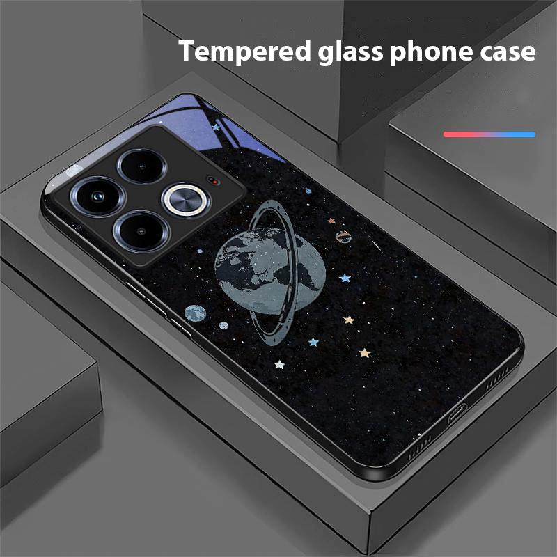 Astronaut Planet For Infinix Note 40 4G 30i 12 G96 Smart 8 Hot 9 Play 10 11S 12 20i 50 Pro Plus 5G Tempered Glass Phone Case
