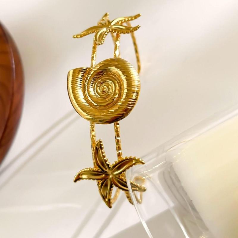 Öffnungsbare Sommer Strand Thema Seestern Muschel Anhänger Armschmuck Edelstahl Verstellbares Armband für den täglichen Gebrauch
