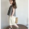 Girl's Sleeveless Wide Leg Pants Set Summer Fashion Versatile Checkered Casual Set for Girls
