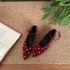 2025 spring new flat-soled single shoes for women, comfortable soft soles, not tired feet, fashionable diamond-encrusted women's shoes, high-end wear