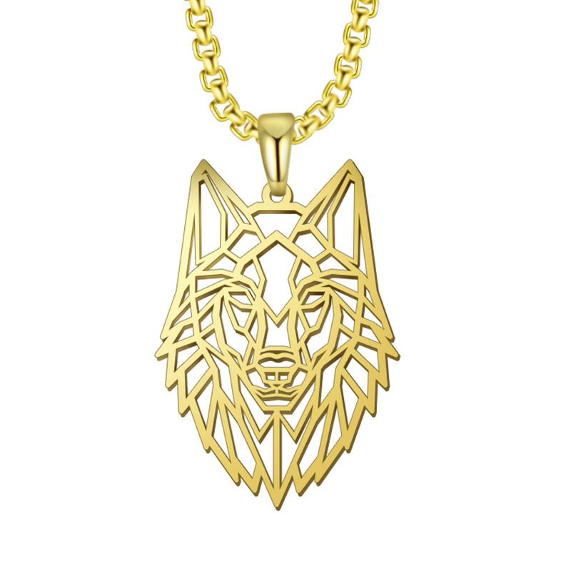 My shape Wolf Necklace for Men Women Stainless Steel Necklaces Men's chain Fashion Animal Male Necklace Punk Jewelry Boy Gifts