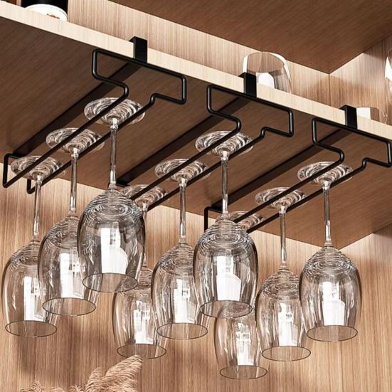 Rödvinshållare Förtjockad Metall Träfäste Stabil Rostskyddande Självhäftande Fäste Ingen Borrning Upp-och-Ned Förvaring Dekorativ Köksställ