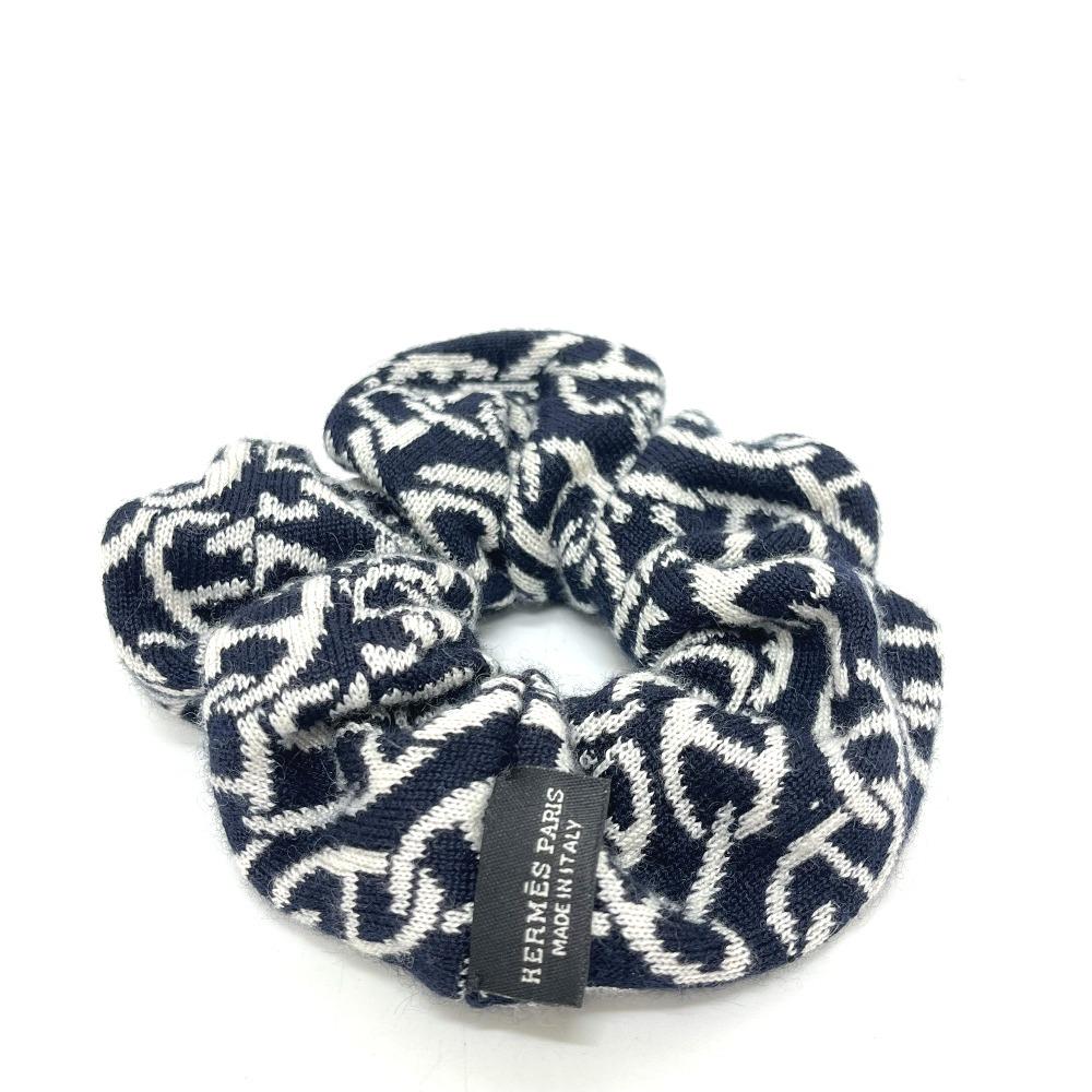 HERMES Claudia Chaine d'Ancrepattern hair accessories Shush Cashmere Black/White