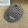 British alphabet forward hat, Japanese and Korean retro color matching plaid hat, spring and summer new trendy beret, versatile