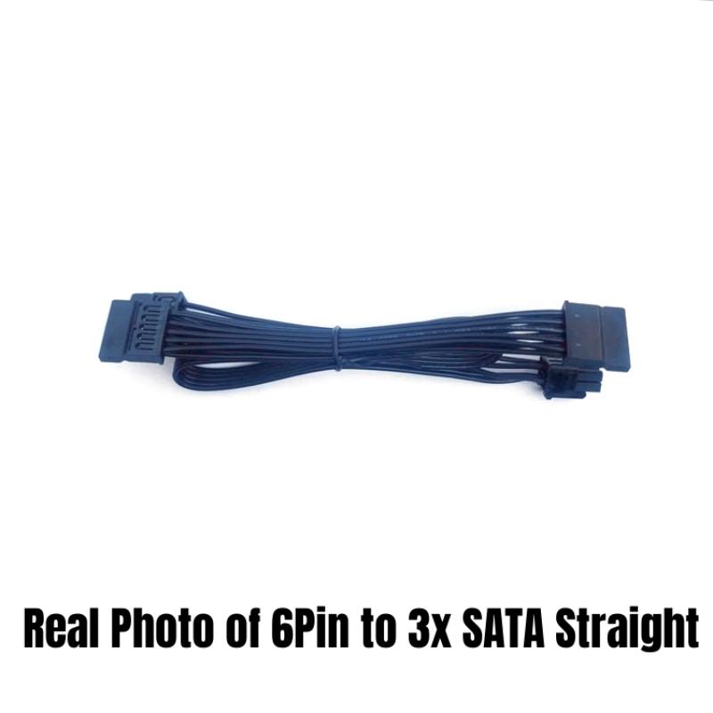 6Pin To 3x SATA Straight, HDD SSD Power Supply Cable for Gigabyte GP-P750GM, GP-P850GM, GP-P1000GM Gold Modular Power Supply