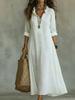 Summer Fashion Floral Lace Cotton Linen Printed Long Dress