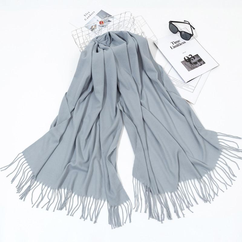 Autumn And Winter New Women'S Cashmere Scarf Solid Color Imitation Cashmere Pulling Scarf Thick Embroidery Cashmere Shawl