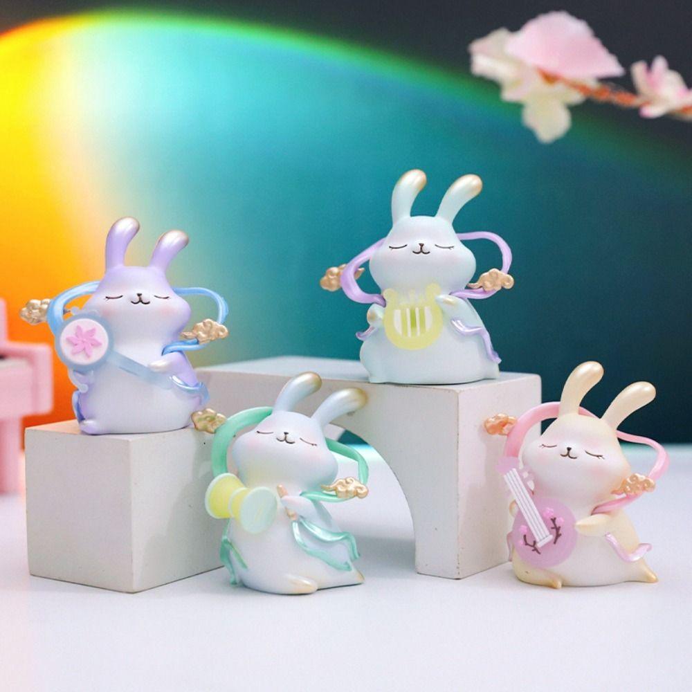 Colorful Bunny Series Model Toy Cartoon Ancient Costume Girl Doll  Desktop Ornament