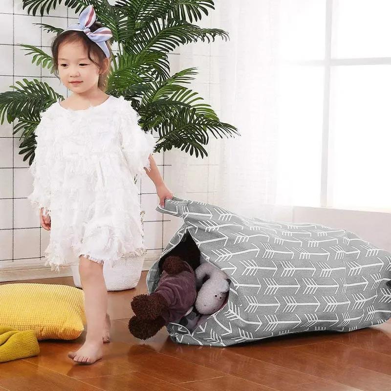 Bean Bag Storage for Child Stuffed Animal Toys Organizer Large Capacity Storage Bag Portable Clothes Cushion Organizer