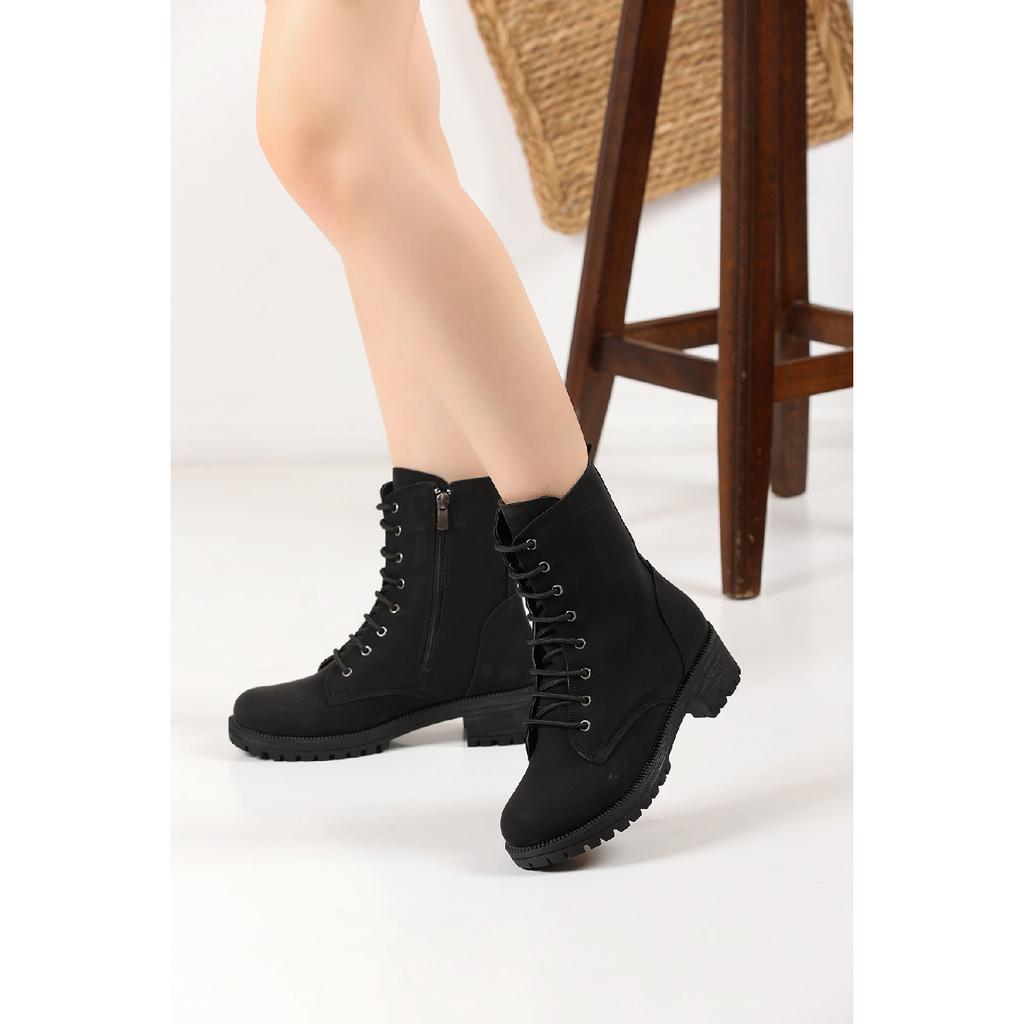 Dámské krajkové detailní zimní boty na dlouhý zip