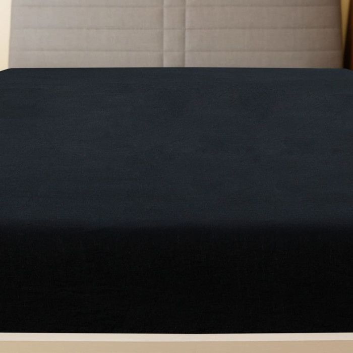 136215 vidaXL Draps-housses Jersey 2 pcs Noir 140x200 cm Coton