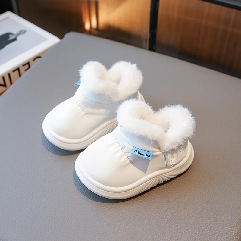 Winter New Children's Snow Boots for Girls Waterproof Baby Indoor Cotton Shoes Soft Sole Boys Cotton Boot Outdoor Fur Thickening