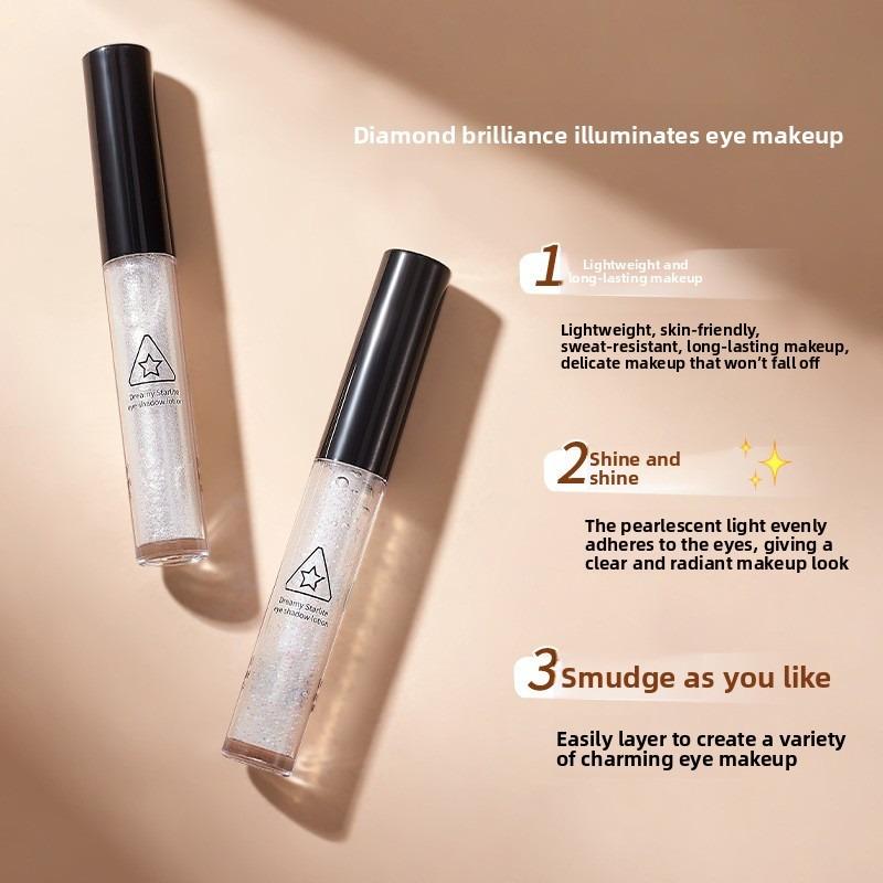 Star Diamond Eyeshadow Liquid Fine Sparkling High Gloss, One Drop of Tear Brightening Undereye Sparkling Pearl Liquid Eyeshadow