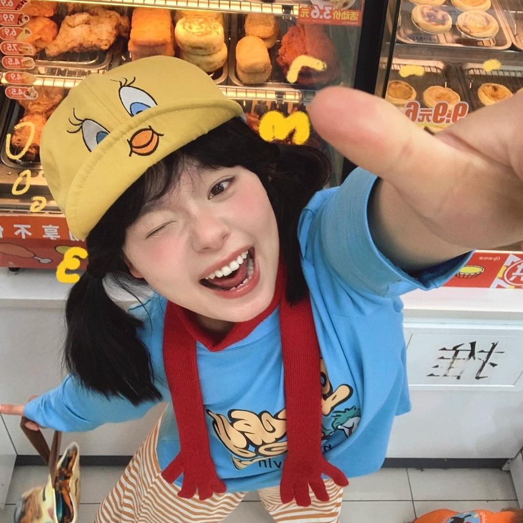 Korean Version Ins Cui Di Cui Er Flip-top Cap Children Cute Cartoon Little Yellow Duck Cui Di Sunshade Baseball Cap Tide