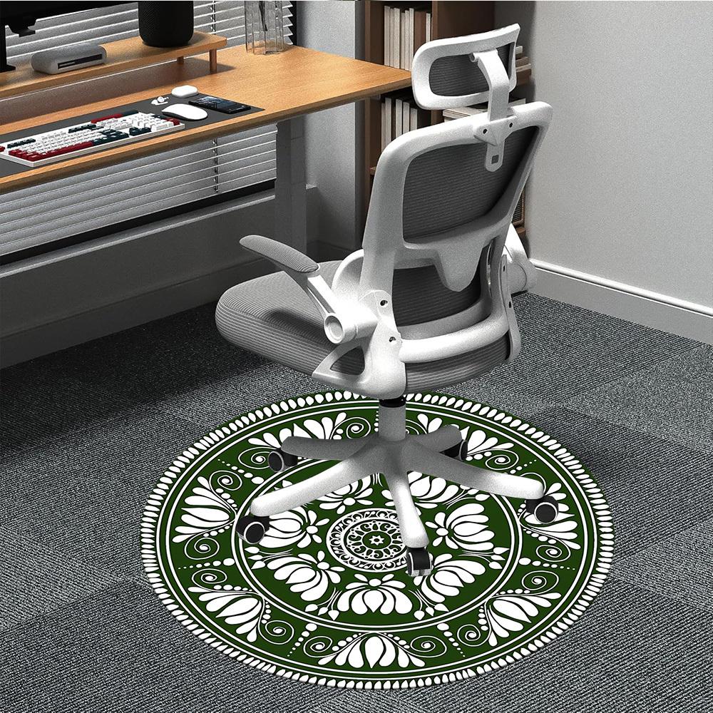 

1pc Floral Ornament Chair Carpet for Office Non-Slip, Machine Washable Rug for Office, Room - Polyester, Machine Made yy251029221 80cm by 80cm