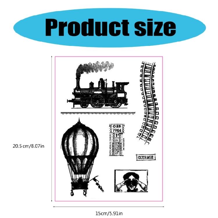 Train Transparent Stamp Railway Clear Stamp Seals Hot Air Balloon Silicone Stamp for Photo Album Scrapbooking Decoration