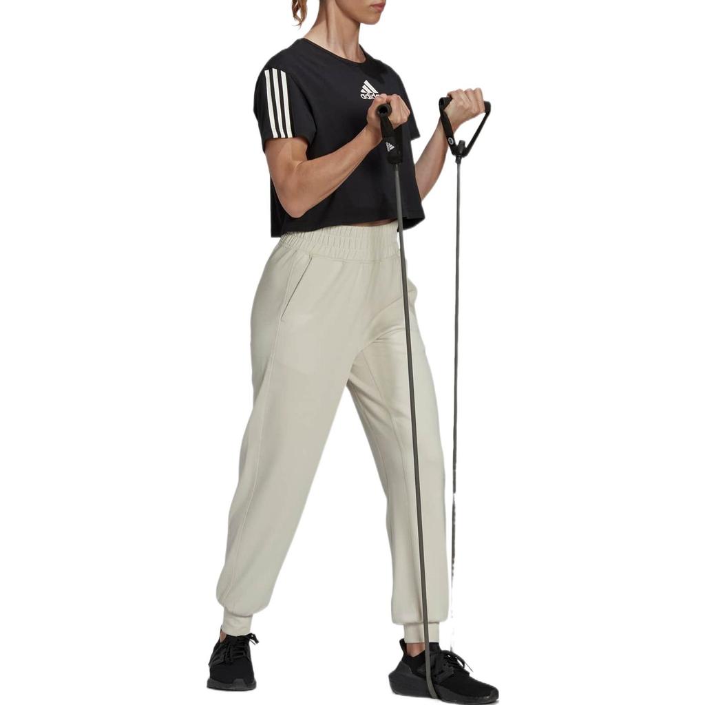Adidas Knitted Sweatpants Women's White Moderate Cuffed Pants HK2364