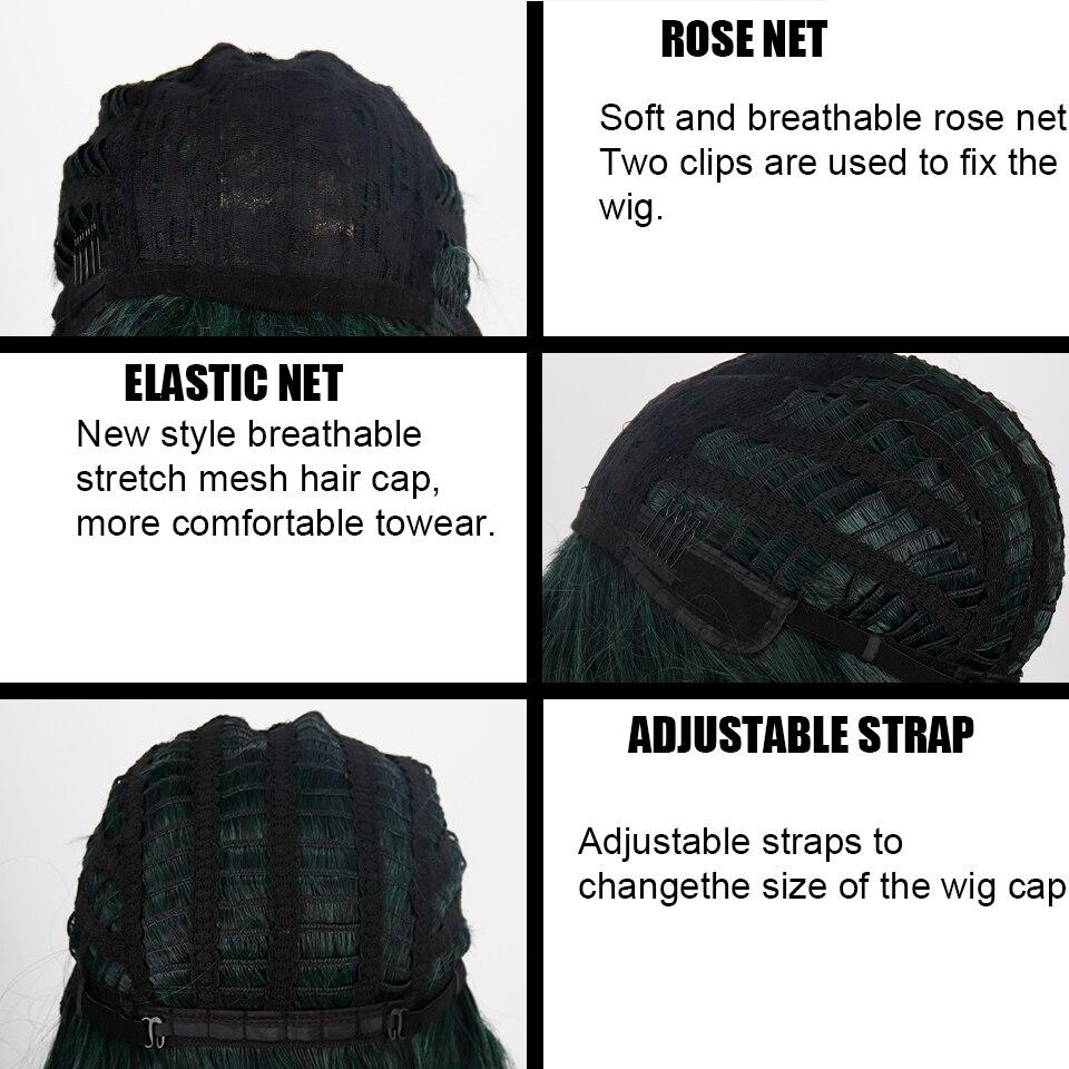 LISI HAIR Όμορφη Κοντή Περούκα Μπομπ Κυρίες Συνθετική Περούκα με Κυματισμούς Φράντζα Μήκους Ώμου Καφέ-μαύρη Περούκα Ανθεκτική στη Θερμότητα Ίνα