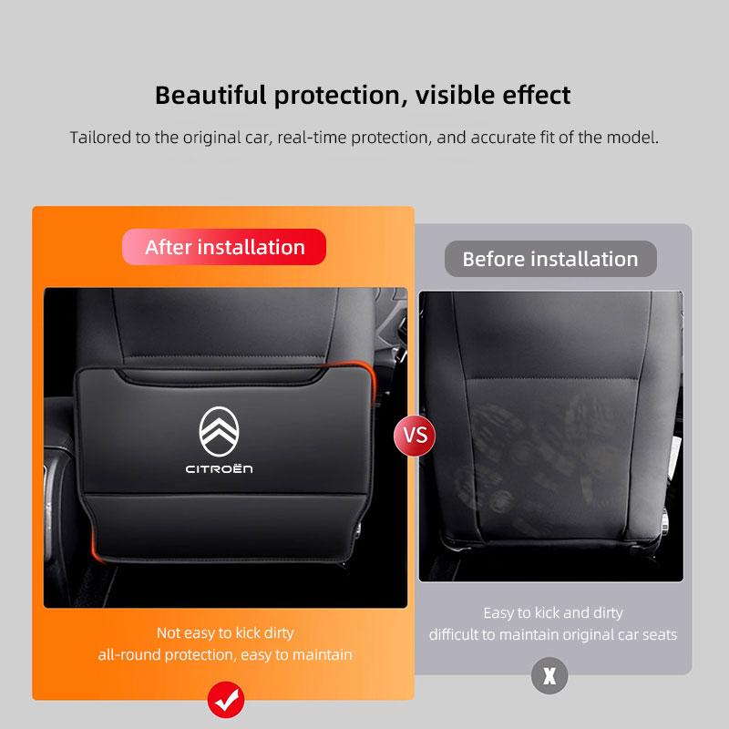 Car Seat Back Anti Kick Cover Pad Leather Protector Mat For Citroen C4 C3 C5 C5X e-C4 X e-C3 C-Elysee Berlingo C6 C2 C-Crosser ajn256