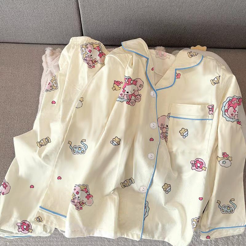 High-Value Bunny Style Cute And Sweet Spring And Autumn Long-Sleeved Pajamas Women'S Loungewear Two-Piece Set