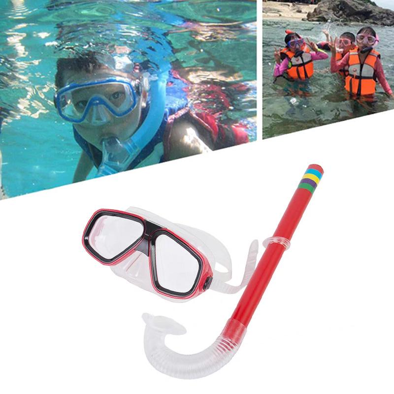 Adults Kids Diving Goggle Mask Breathing Tube Shockproof Anti-fog Durable Underwater Swimming Glasses Band Snorkeling Set 3