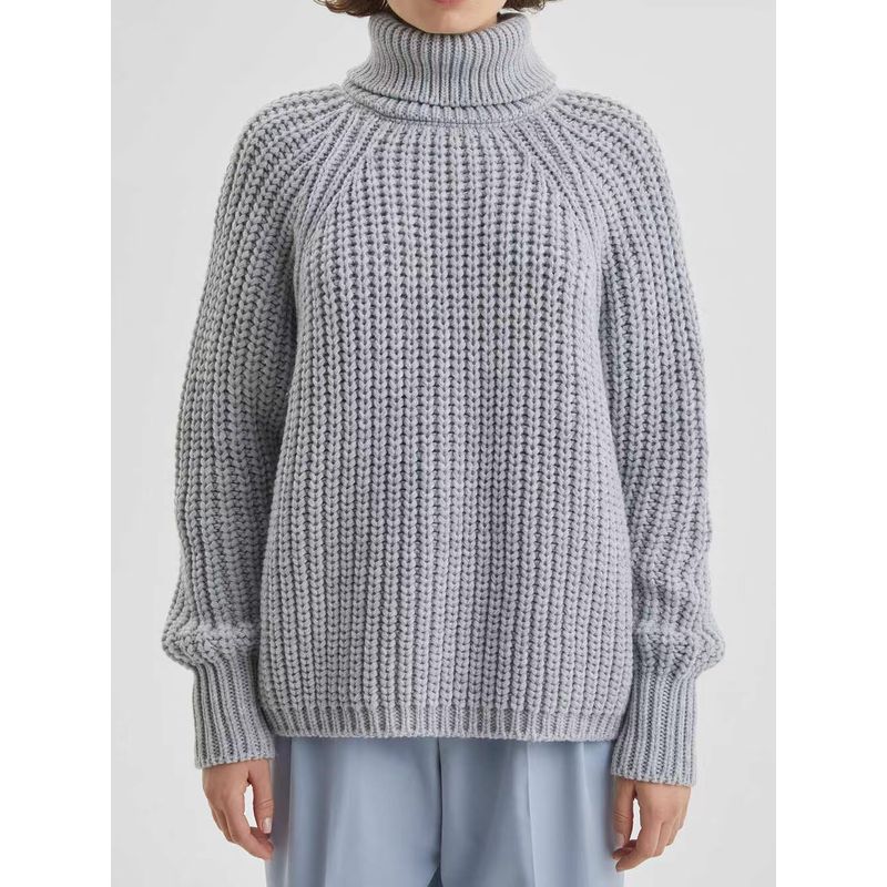 

Модный осенне-зимний вязаный пуловер однотонный свободный повседневный свитер с высоким воротником Light gray L