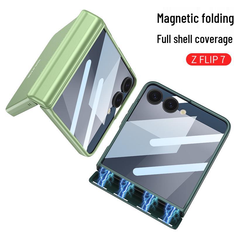 Samsung ZFlip7 Case: Ultra-Thin Foldable Screen Protector with Magnetic Adsorption - Full Coverage, Hard Shell Design.