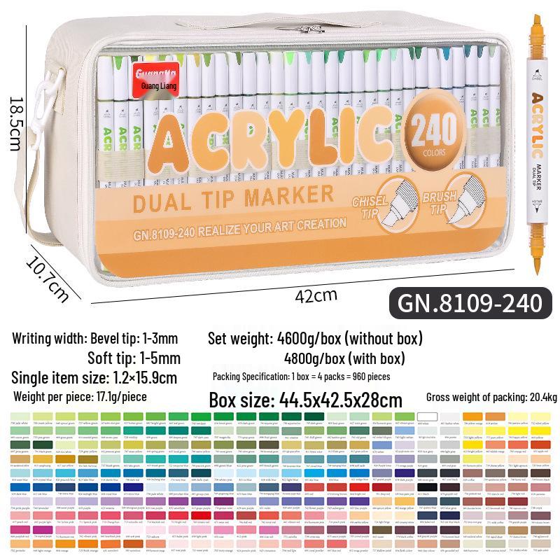 Broadly Recruit 8109 Double-Ended Acrylic Markers - Soft Tip for Art, Anime, and Coloring