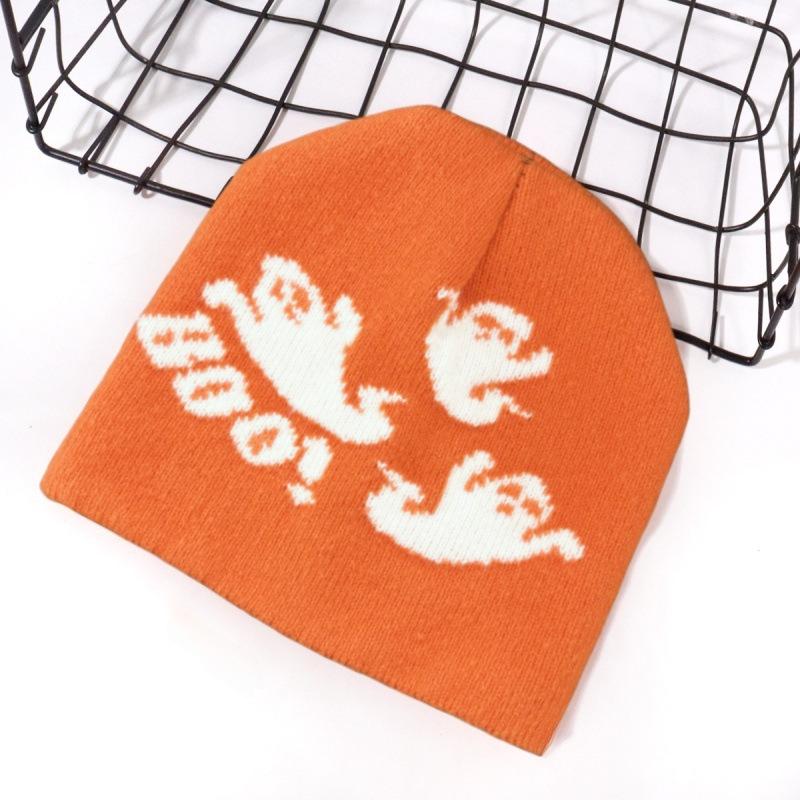 Ghost Pattern Halloween Knit Beanie - Trendy & Warm